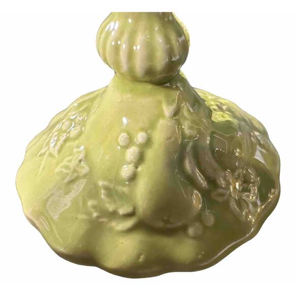 Vintage Lenox Ceramic Handcrafted Lidded Trinket Jar Green Japan 4” - Picture 10 of 14